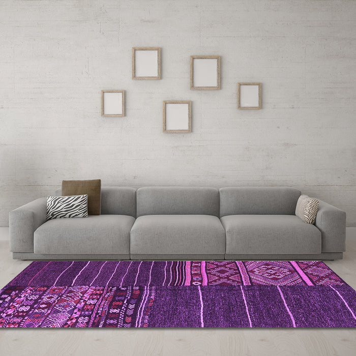 Machine Washable Patchwork Purple Transitional Area Rugs in a Living Room, wshcon2716pur