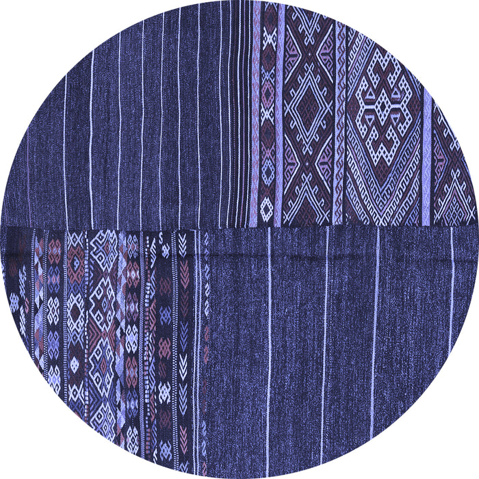 Round Machine Washable Patchwork Blue Transitional Rug, wshcon2716blu