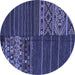 Round Machine Washable Patchwork Blue Transitional Rug, wshcon2716blu