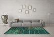 Machine Washable Patchwork Turquoise Transitional Area Rugs in a Living Room,, wshcon2716turq