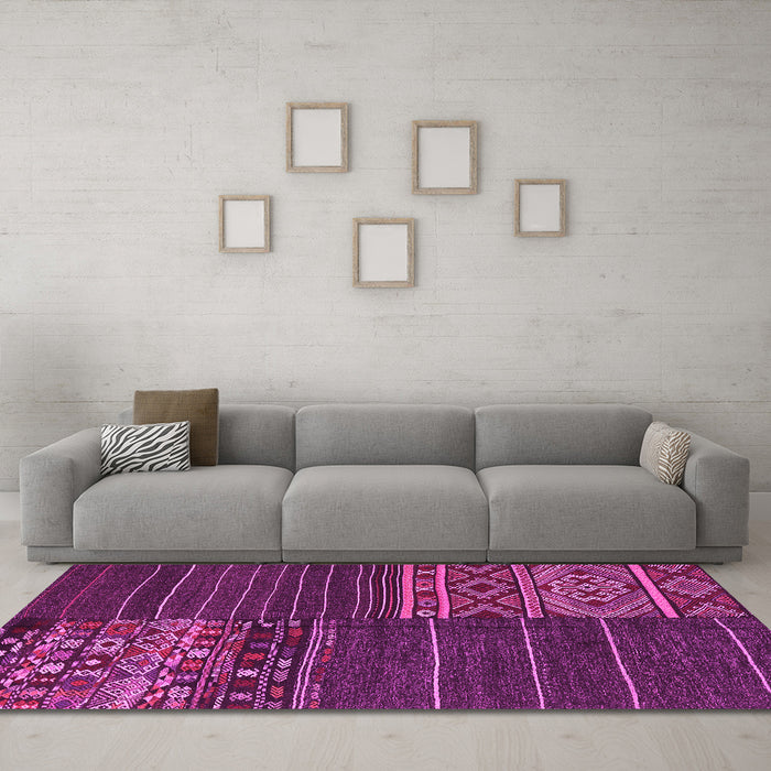 Machine Washable Patchwork Pink Transitional Rug in a Living Room, wshcon2716pnk