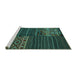 Sideview of Machine Washable Patchwork Turquoise Transitional Area Rugs, wshcon2716turq