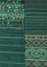 Machine Washable Patchwork Turquoise Transitional Area Rugs, wshcon2716turq