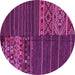 Round Machine Washable Patchwork Pink Transitional Rug, wshcon2716pnk