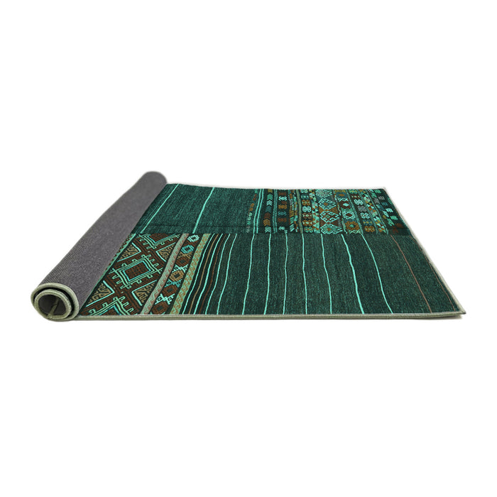Sideview of Patchwork Turquoise Transitional Rug, con2716turq