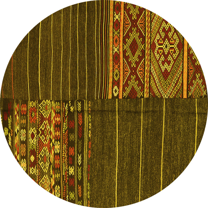 Round Patchwork Yellow Transitional Rug, con2716yw