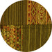 Round Patchwork Yellow Transitional Rug, con2716yw