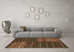 Machine Washable Patchwork Brown Transitional Rug in a Living Room,, wshcon2716brn