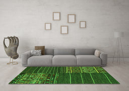 Machine Washable Patchwork Green Transitional Area Rugs in a Living Room,, wshcon2716grn