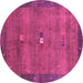 Round Abstract Pink Contemporary Rug, con2717pnk