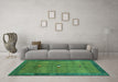 Machine Washable Abstract Turquoise Contemporary Area Rugs in a Living Room,, wshcon2717turq