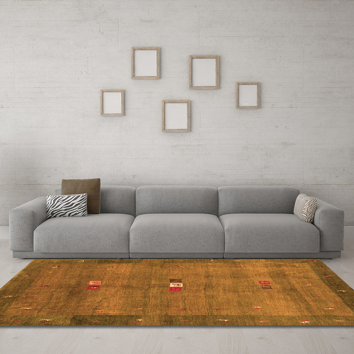 Machine Washable Abstract Orange Contemporary Area Rugs in a Living Room, wshcon2717org
