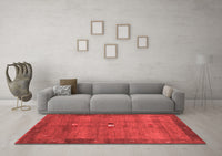 Machine Washable Abstract Red Contemporary Rug, wshcon2717red