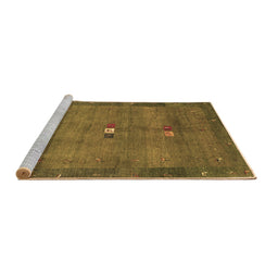 Sideview of Machine Washable Abstract Brown Contemporary Rug, wshcon2717brn
