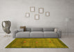 Machine Washable Abstract Yellow Contemporary Rug in a Living Room, wshcon2717yw