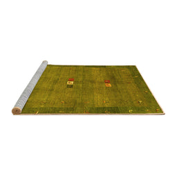 Sideview of Machine Washable Abstract Yellow Contemporary Rug, wshcon2717yw