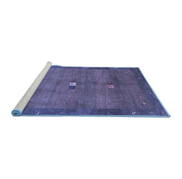 Sideview of Machine Washable Abstract Blue Contemporary Rug, wshcon2717blu