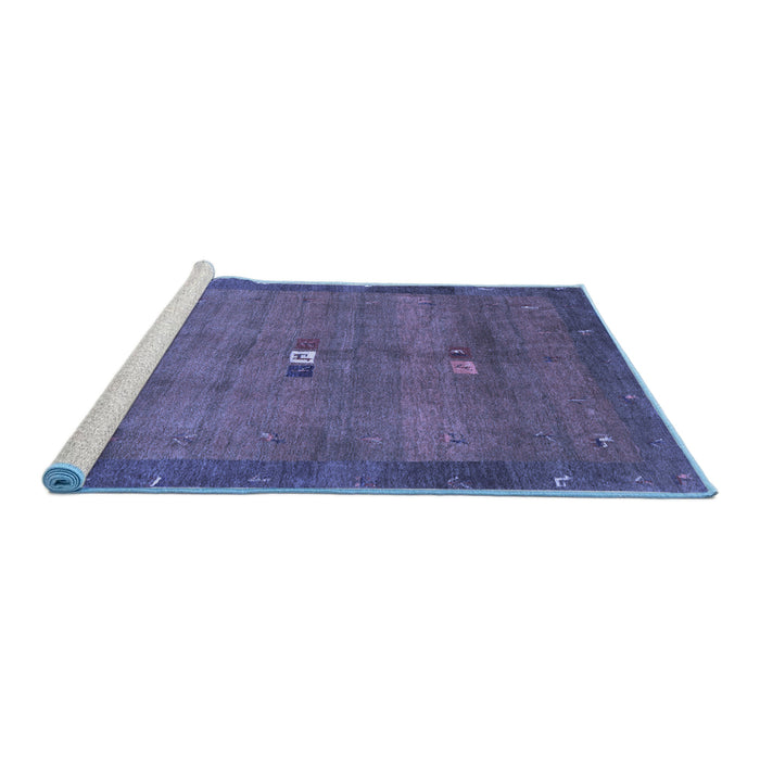 Sideview of Machine Washable Abstract Blue Contemporary Rug, wshcon2717blu