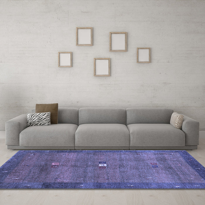 Machine Washable Abstract Blue Contemporary Rug in a Living Room, wshcon2717blu