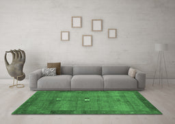 Machine Washable Abstract Emerald Green Contemporary Area Rugs in a Living Room,, wshcon2717emgrn