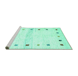 Sideview of Machine Washable Solid Turquoise Modern Area Rugs, wshcon2718turq
