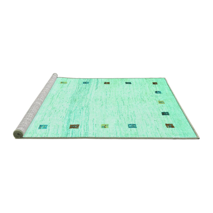 Sideview of Machine Washable Solid Turquoise Modern Area Rugs, wshcon2718turq