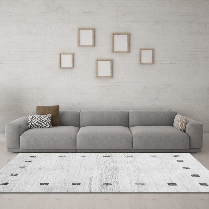 Machine Washable Solid Gray Modern Rug in a Living Room,, wshcon2718gry