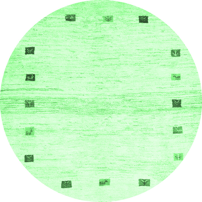 Round Machine Washable Solid Emerald Green Modern Area Rugs, wshcon2718emgrn