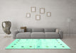 Machine Washable Solid Turquoise Modern Area Rugs in a Living Room,, wshcon2718turq