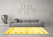Machine Washable Solid Yellow Modern Rug in a Living Room, wshcon2718yw