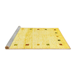 Sideview of Machine Washable Solid Yellow Modern Rug, wshcon2718yw