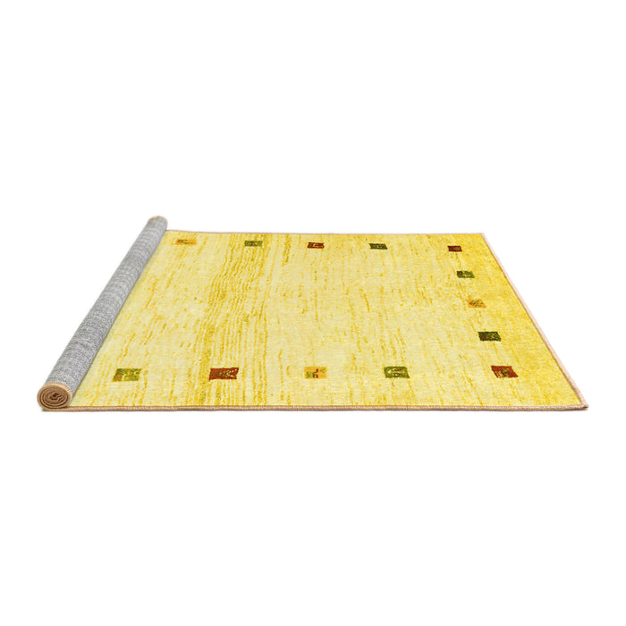 Sideview of Machine Washable Solid Yellow Modern Rug, wshcon2718yw