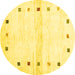 Round Machine Washable Solid Yellow Modern Rug, wshcon2718yw