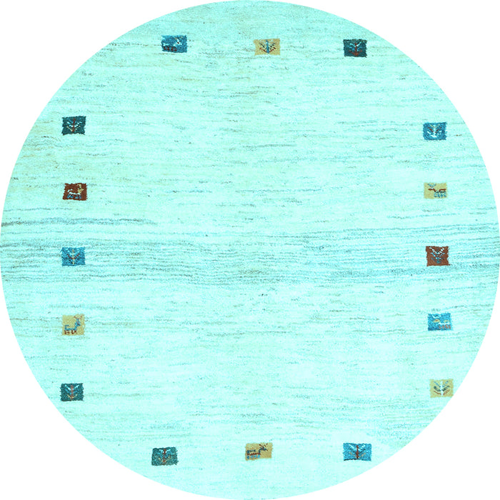 Round Solid Light Blue Modern Rug, con2718lblu