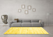 Machine Washable Solid Yellow Modern Rug in a Living Room, wshcon2719yw