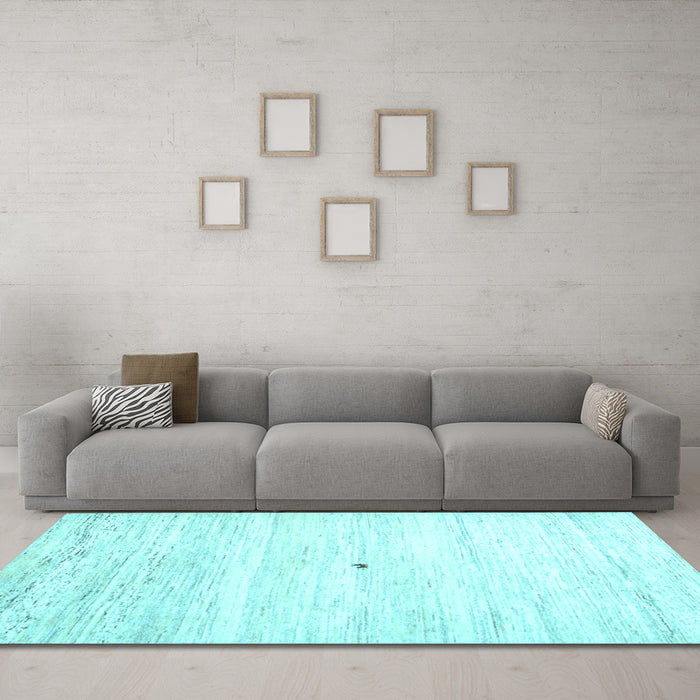 Machine Washable Solid Light Blue Modern Rug in a Living Room, wshcon2719lblu