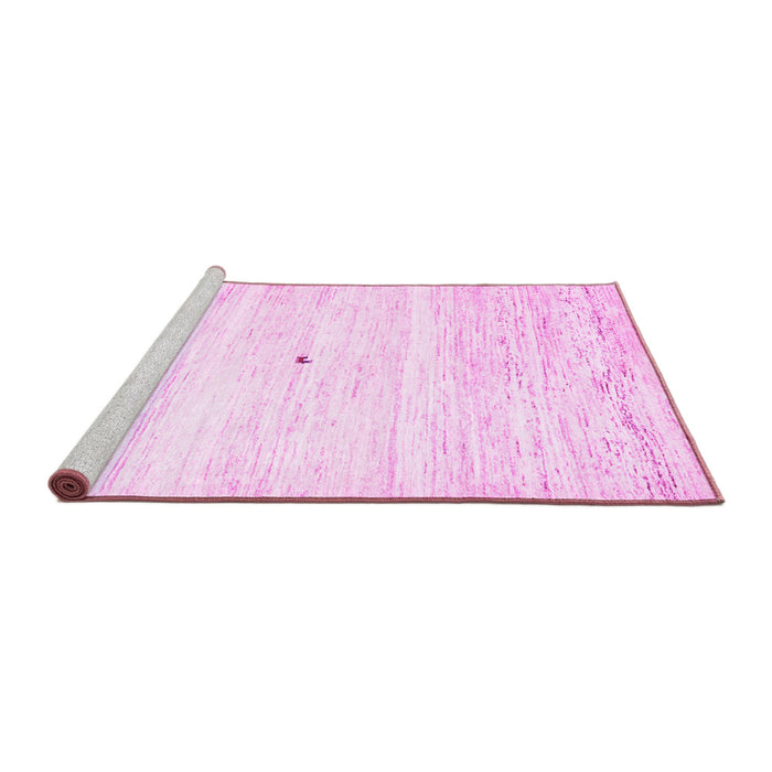 Sideview of Machine Washable Solid Pink Modern Rug, wshcon2719pnk