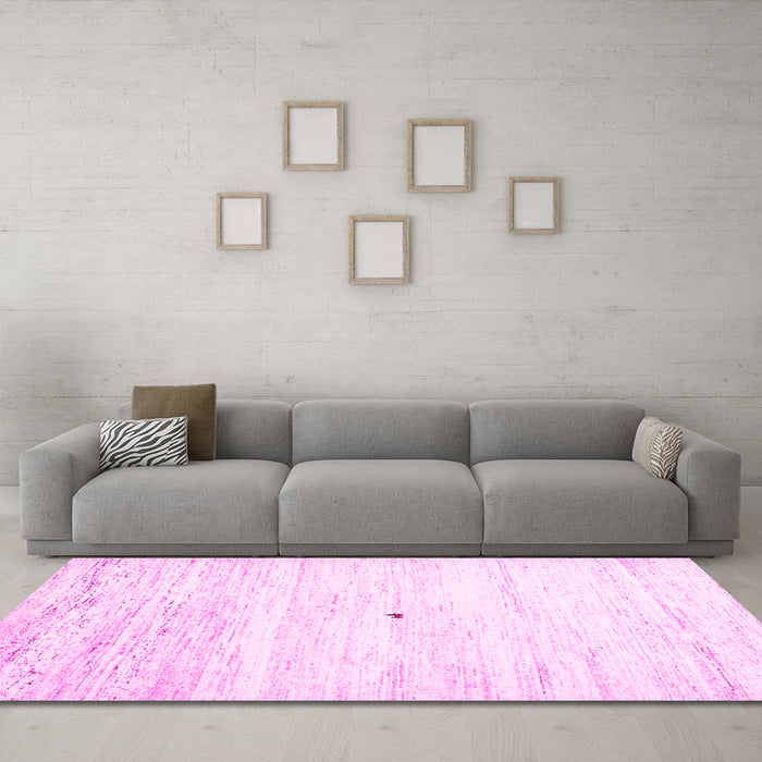 Machine Washable Solid Pink Modern Rug in a Living Room, wshcon2719pnk