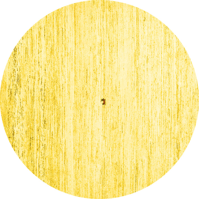 Round Machine Washable Solid Yellow Modern Rug, wshcon2719yw