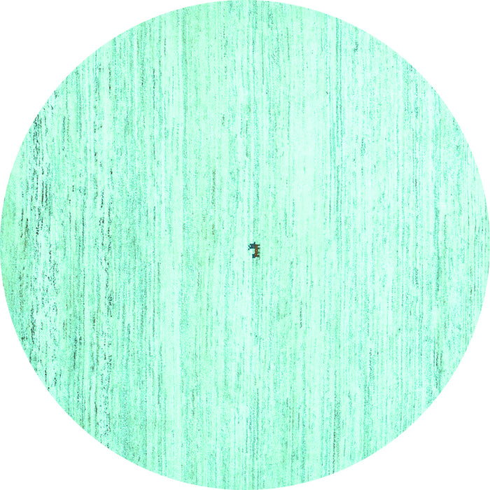 Round Machine Washable Solid Turquoise Modern Area Rugs, wshcon2719turq