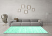 Machine Washable Solid Turquoise Modern Area Rugs in a Living Room,, wshcon2719turq