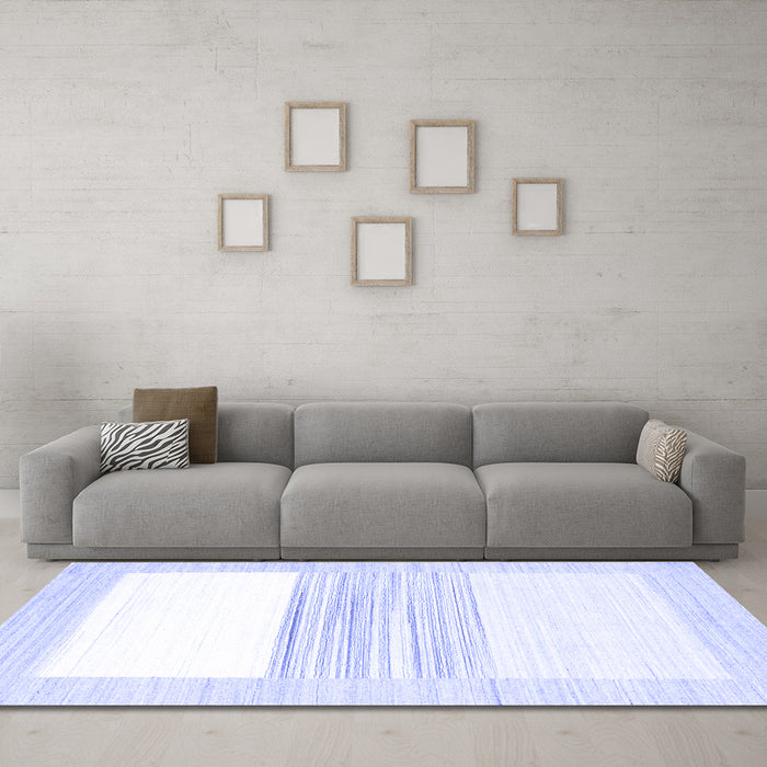 Machine Washable Solid Blue Modern Rug in a Living Room, wshcon271blu