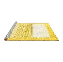 Sideview of Machine Washable Solid Yellow Modern Rug, wshcon271yw