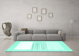 Machine Washable Solid Turquoise Modern Area Rugs in a Living Room,, wshcon271turq