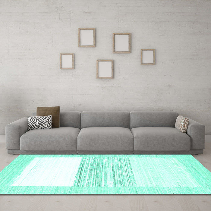 Machine Washable Solid Turquoise Modern Area Rugs in a Living Room,, wshcon271turq