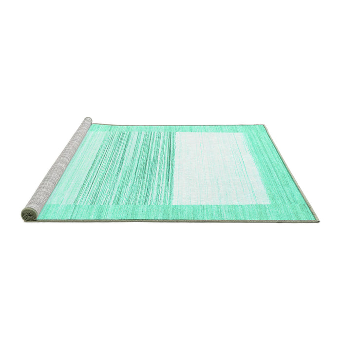 Sideview of Machine Washable Solid Turquoise Modern Area Rugs, wshcon271turq