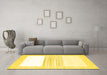 Machine Washable Solid Yellow Modern Rug in a Living Room, wshcon271yw