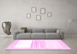 Machine Washable Solid Pink Modern Rug in a Living Room, wshcon271pnk