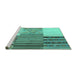 Sideview of Machine Washable Patchwork Turquoise Transitional Area Rugs, wshcon2720turq