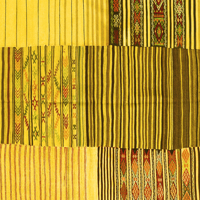 Machine Washable Patchwork Yellow Transitional Rug, wshcon2720yw
